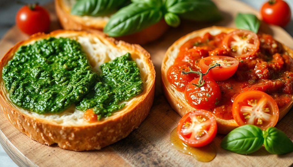 pesto and tomato spreads