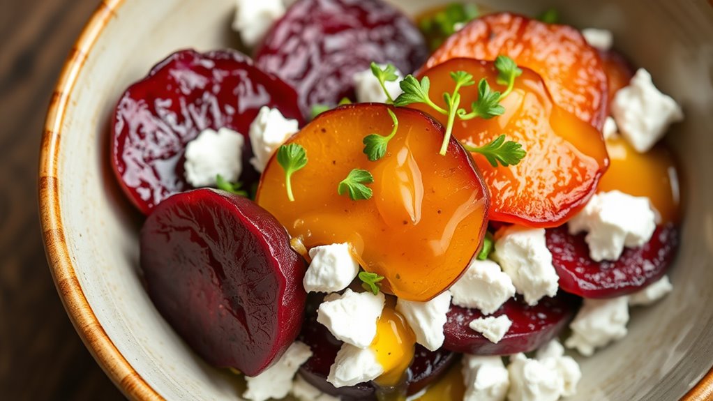 arrange beets cheese garnish