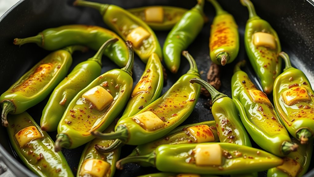 arrange peppers evenly heat