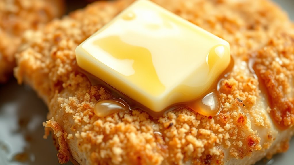 butter coated breadcrumb crust