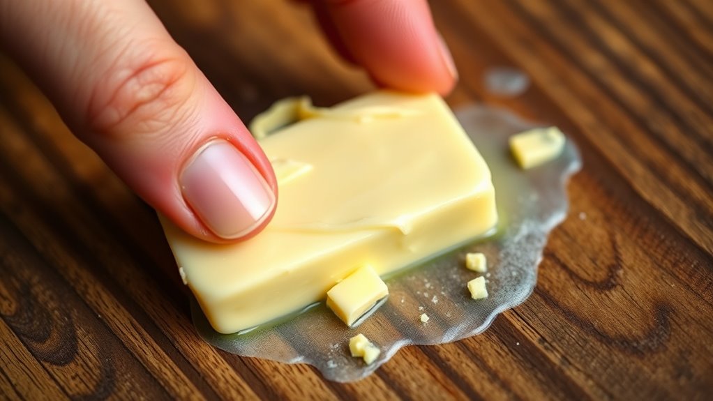 butter dissolves sticky residues