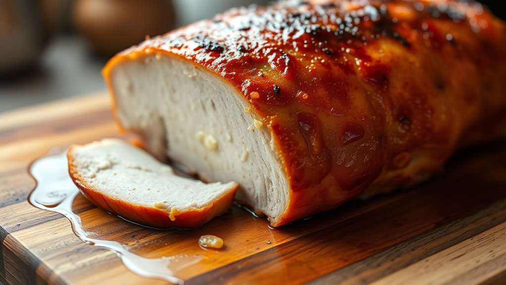 evenly cooked pork loin