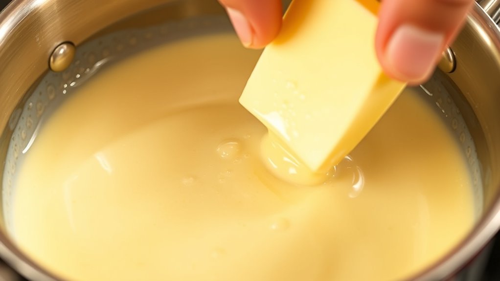 gradually whisk butter emulsify