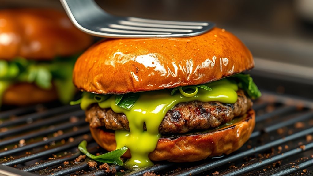 handle burgers gently flip carefully