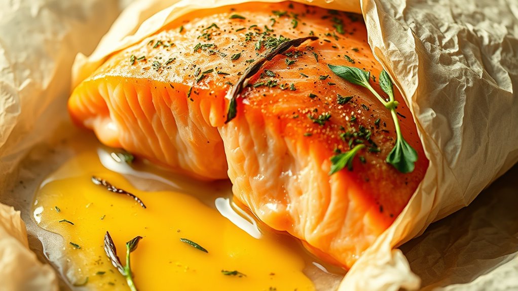 steamed butter salmon en papillote