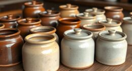 rustic stoneware butter crocks