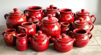 vintage red ceramic cookware