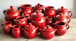 vintage red ceramic cookware