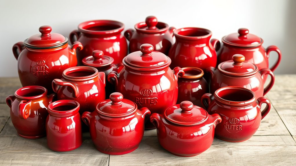 vintage red ceramic cookware