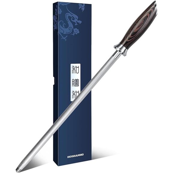 HOSHANHO 12-Inch Sharpening Steel with Pakkawood Handle