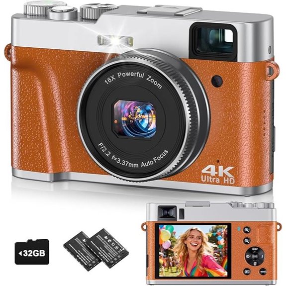 4K Digital Camera with 48MP Zoom LCD 32GB Card