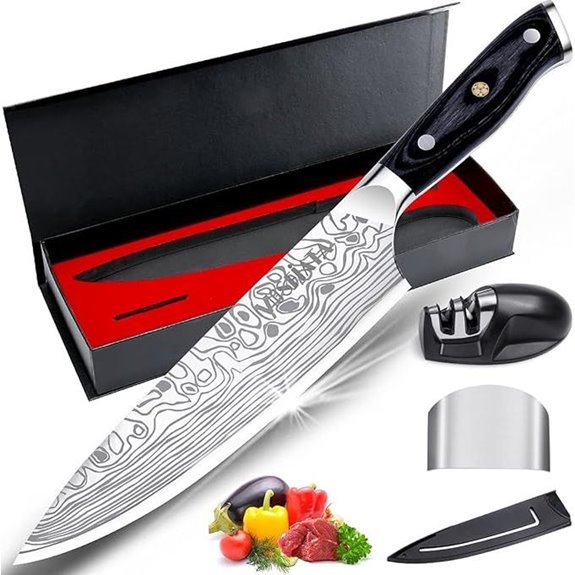 MOSFiATA 8” Chef’s Knife with Sharpener and Guard