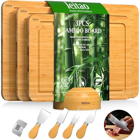 Bamboo Cutting Board Set with Knives and Accessories