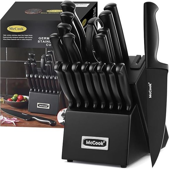 McCook Black Stainless Steel Knife Block Set