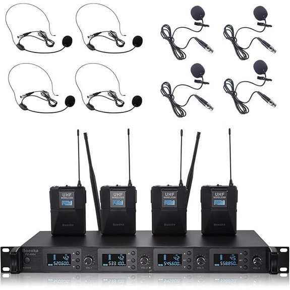 Wireless Microphone System with 4 Lavalier Mics