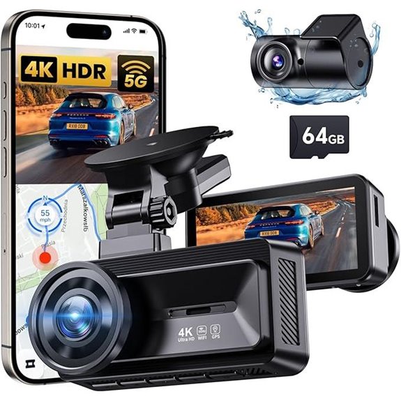 COOLCRAZY 4K+1080P Dash Cam with Night Vision