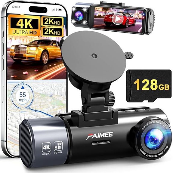 4K Car Dash Cam with GPS and Night Vision