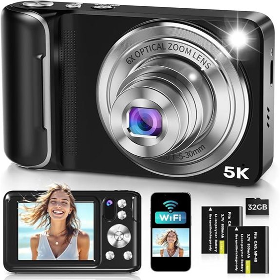 5K Digital Camera with WiFi and 64MP Dual Lens