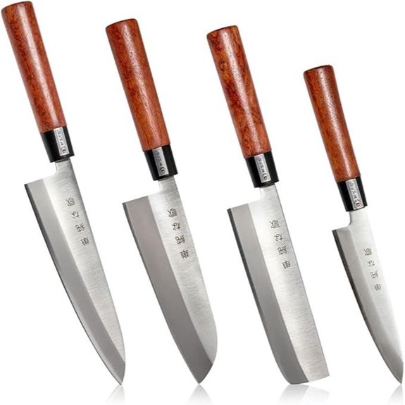 Japanese Chef Knife Set: Gyuto Santoku Nakiri Petty