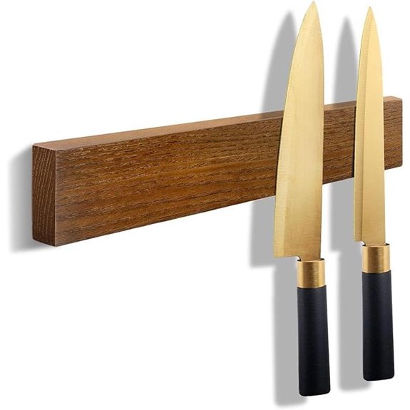 Magnetic Wooden Knife Holder Wall Mount Organizer