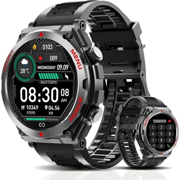 Military Smartwatch with Heart Rate and Call Functions