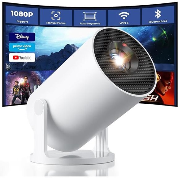 CLOKOWE Mini WiFi Bluetooth Projector with 1080P Support