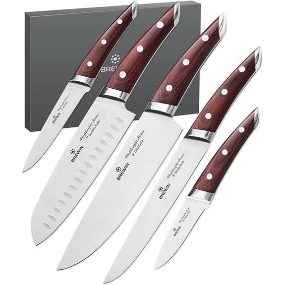 Brewin Chefilosophi Chef Knife Set 5 pcs Red Handle