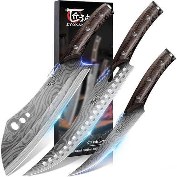 Butcher Knife Set 3pcs for Meat Chopping