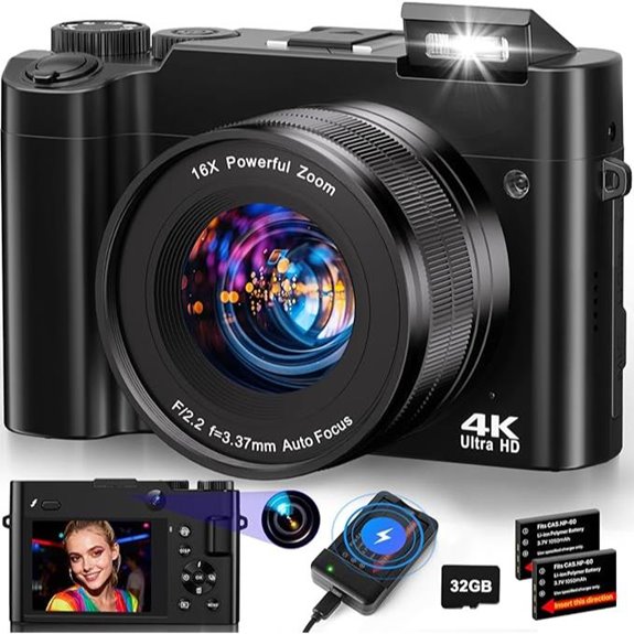 4K 64MP Vlogging Camera with Dual-Lens and Accessories