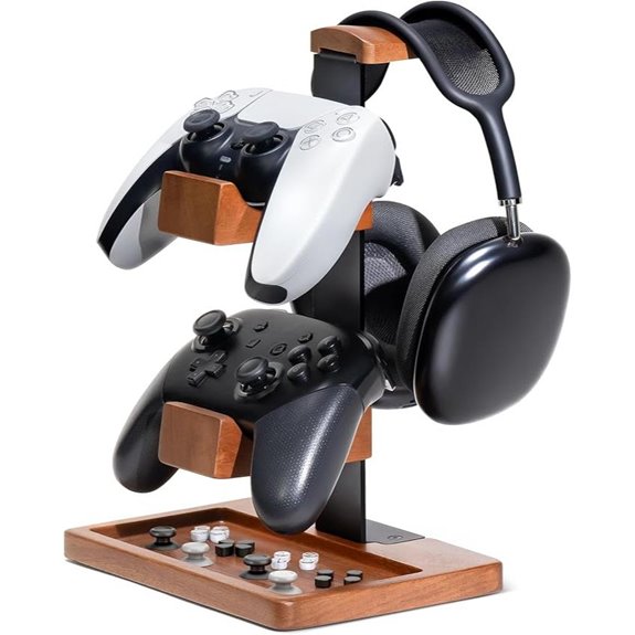 Solid Wood Controller and Headphone Stand Organizer