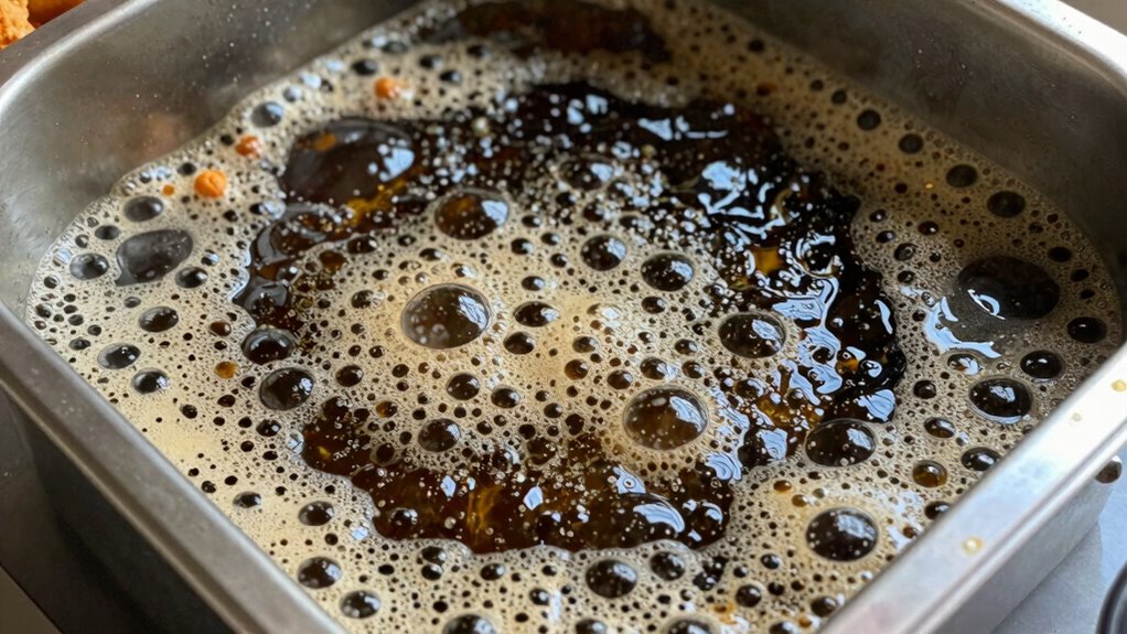 dark foam indicates oil degradation