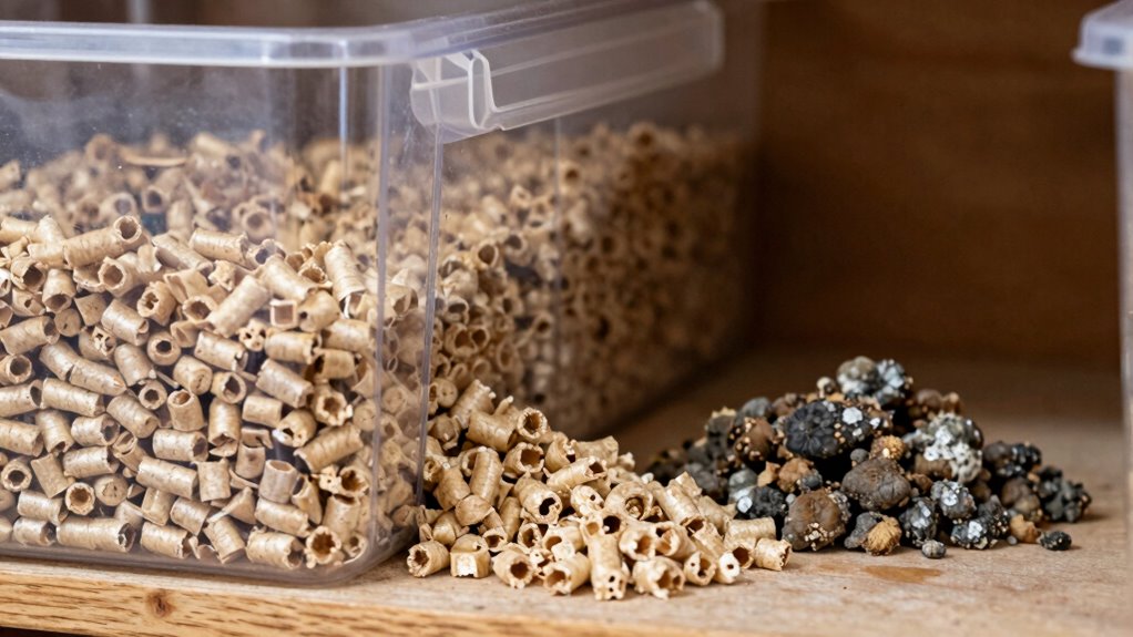 proper pellet storage prevents spoilage