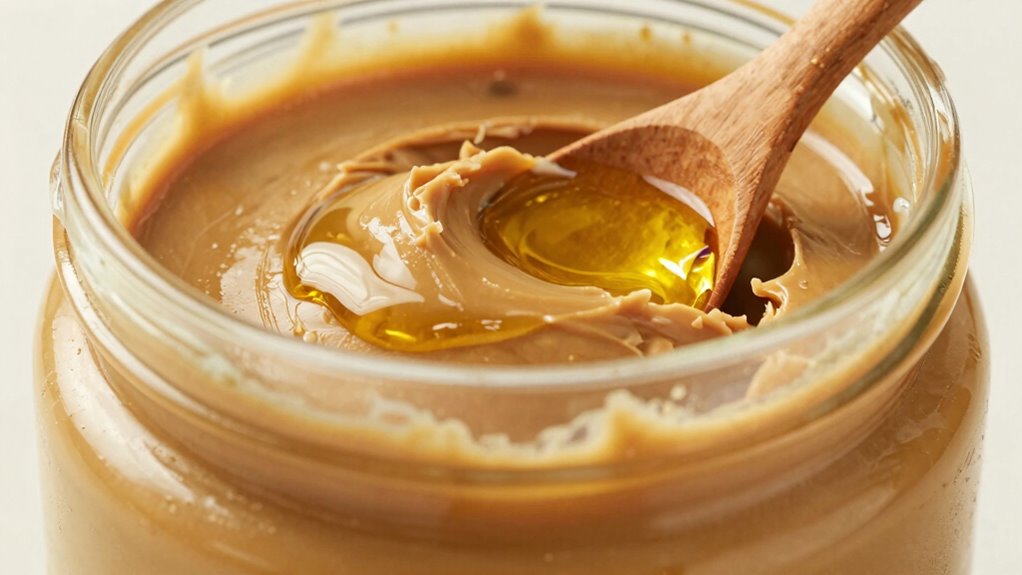 thorough natural peanut butter mixing