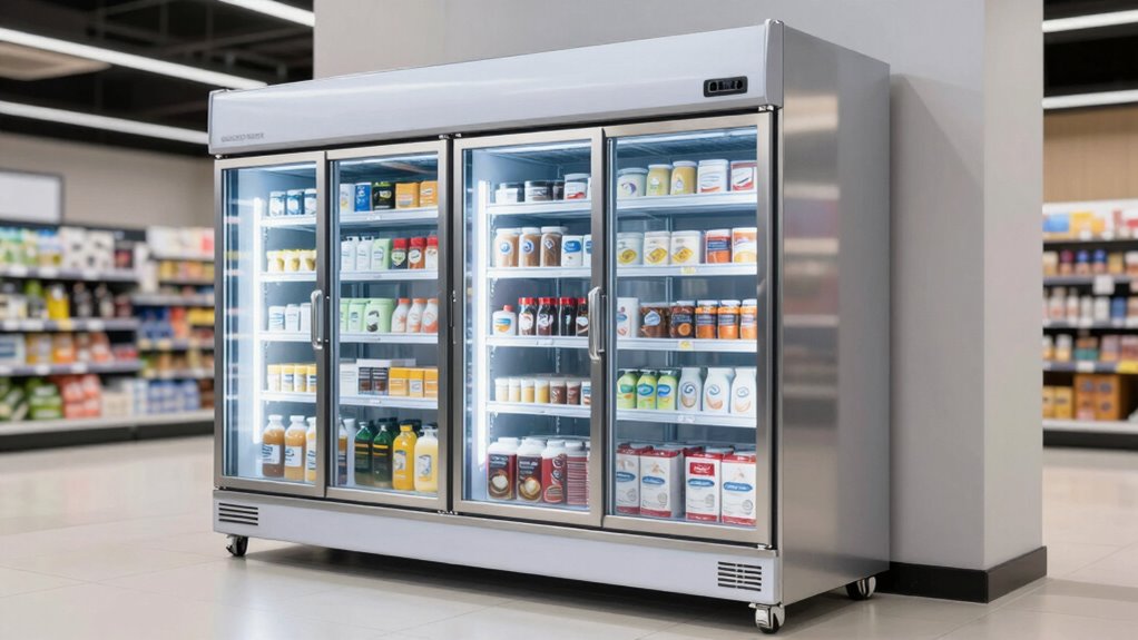 top glass door freezers