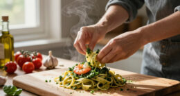 Pici Con Pesto Di Gamberi