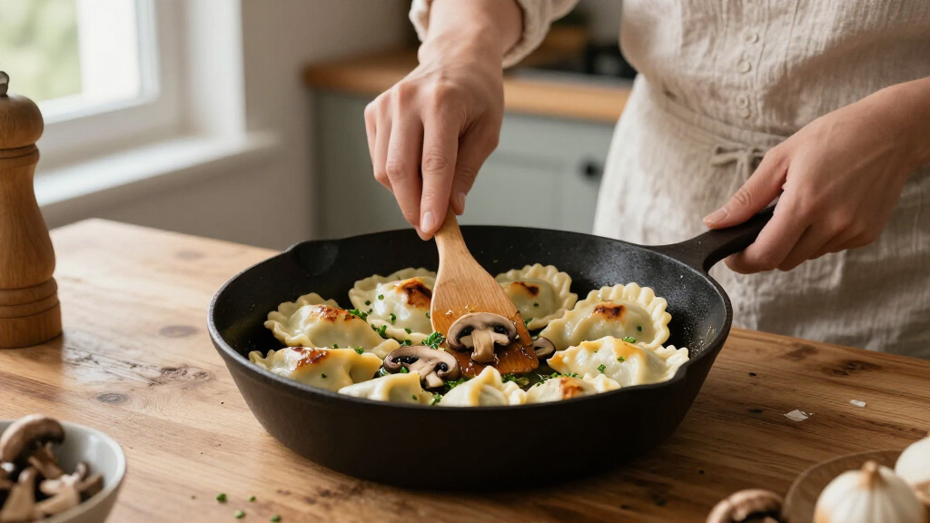 Skillet Pierogi With Mushrooms